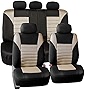 FH Group Car Seat Covers Full Set Beige 3D Air Mesh - Universal Fit, Automotive Seat Covers, Low Back Seat Cover, Airbag Compatible, Split Bench Rear Seat, Washable Car Seat Cover for SUV, Sedan