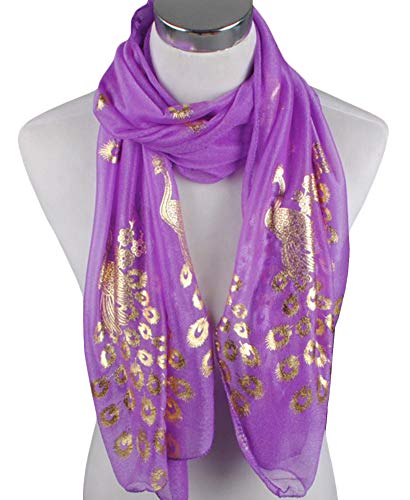 Women's Bright Peacock Printed Long Scarf Summer Thin Wrap Shawls2