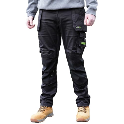 Apache ATS Flex Slim Fit Pro Stretch Work Trousers with Holster Pockets (UK, Waist & Inseam, 34, 33, Black)
