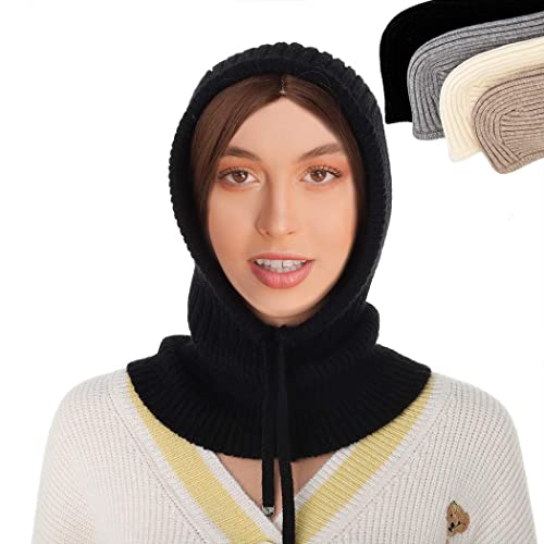 Balaclava Women Knit Winter Hats Warm Hooded Scarf Hat Warm Knitted Men Women Scarf Warm Winter Hats