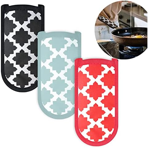 3 Pieces Hot Pot Handle Holder Cover for Kitchen Heat Resistant Hot Handle Sleeve Holder Cast Iron Pan Skillet Handle Cover Potholders for Cooking and Baking (1.Classic Style) Cover