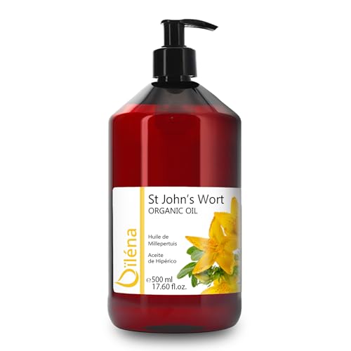 Aceite de Hierba de San Juan Concentrado: Tratamiento Facial y Corporal, Aceite Masajes Relajantes y Calmantes, Hidratante Natural y Reparador de la Piel - 500 ml