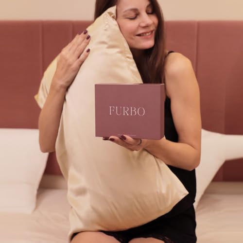 FURBO 100% Pure Mulberry Silk Pillowcase, Gold, 22 Momme - Image 2