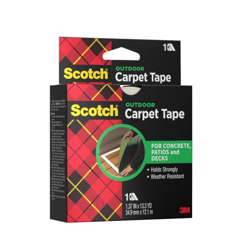 Image of 3M Scotch Double-Sided Carpet Tape 1.3 in x 40 ft - Heavy Duty Indoor /Outdoor Rug Gripper for Hardwood, Vinyl, Tile & Concrete Floors - Non-Slip Adhesive for Area Rugs and Mats (6 Packs)