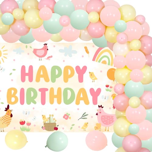 81Pcs Chicken Themed Birthday Party Decorations Cute Chick Hen Birthday