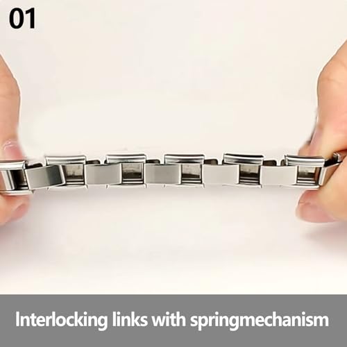 papasgix Italian Charm Bracelet Gold Silver Set with Starter Brascelet, Assorted Charms and Opening Tools, 9mm Modular Italian Charm Bracelet Links Handmade DIY Jewelry Gifts(Gold Blue)3