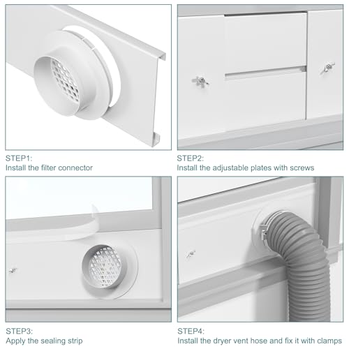 Image of HOXHA Window Duct Kit Universal dryer vent kit for 4 inch ducting hose, Sliding Window Vent Kit Fit with Dryer, Inline Duct Fans, Grow Tents