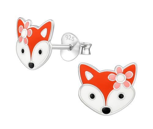 Fox 925 Sterling Silver Stud Earrings, Dainty Piercing Jewelry