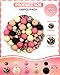 100PCS FIVEIZERO Silicone Beads for Keychain Making, 9mm & 15mm Pink Black Mixed 5 Colors Silicone Focal Beads for Bracelets, Beadable Pens and DIY Crafts