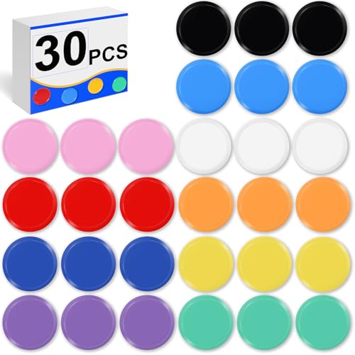 DIYMAG 30Pcs Fridge Magnet 10 Colors Refrigerator Magnets, Colorful Locker Magnetic Small Round Decorative Magnetism for WhiteBoard Kitchen Office, Classroom