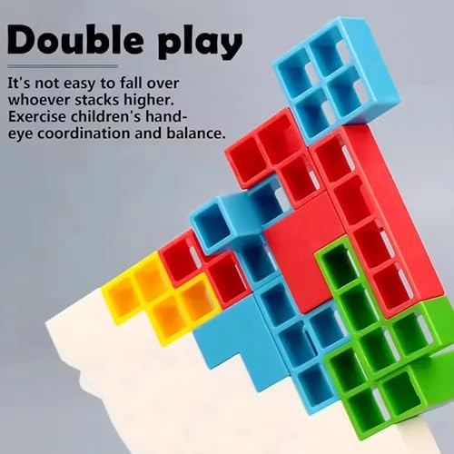 Image of Lefan Tetra Tower Game 16 Pcs Stack Tower, Swing Stack High Child Balance Building Block 2 Players+ Interactive STEM Toy for Family, Travel, Parties for Adults & Kids (Tetra Tower 16 pcs)