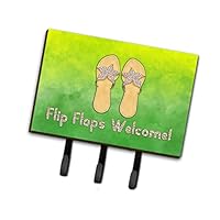 Caroline's Treasures BB7454TH68 Flip Flops Welcome Leash or Key Holder, Wall Hooks, Key Hooks Holder, Coat Rack Wall Mount, Coat Hooks, Hooks for Hanging Keys, Towels, Aprons, Leashes,