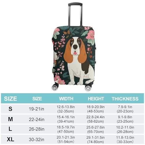 Luggage Covers Protector Suitcase Sleeve Carry On Luggage Cover Crazy Basset Hound Floral Anti Scratch Travel Suitcase Protector2