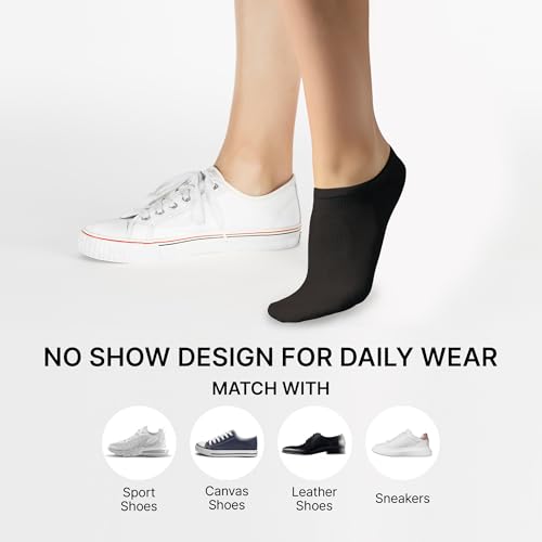 ARRIA Basic Socks, Breathable 3 Pack Crew & No Show Sock, Anti-Slip Grip, Soft Everyday Summer Stretchy Fit4