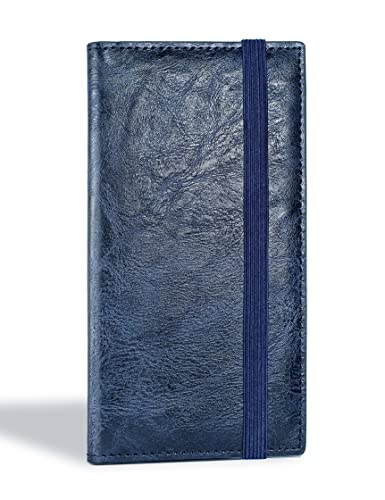 Image of Yarnic Checkbook Cover for Personal Checkbook, Checkbook Holder with Pen Holder & Built-in Clear Plastic Divider for Duplicate Checks (Blue)