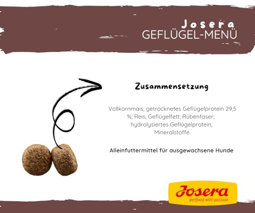 Josera - Hundefutter - Josera Exclusive Geflügelmenü - Trockenfutter 12,5 KG + Goodie Frisbee - Viel Geflügel für jeden Tag & glänzendes Fell
