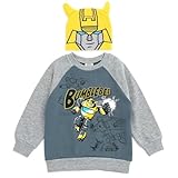 Transformers Bumblebee Toddler Boys Fleece Sweatshirt and Cosplay Costume Hat Gray/Yellow Bumblebee 3T