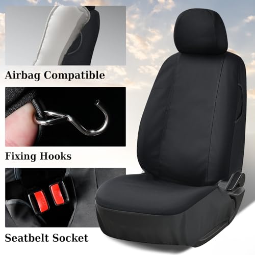 Coverado Canvas Seat Covers Custom Fit for Tacoma 2016-2023 Double Cab/Crew Cab SR/SR5/TRD Sport/TRD Off-Road/Limited Seat Cushion Protectors (Full Set, Black) by Coverado - Image 3