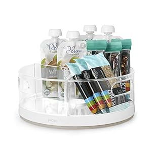 YouCopia Crazy Susan Lazy Susan Organizer, 3 BPA-Free Removable Clear Bins with Handles, Rotating Storage Turntable for Kitchen Cabinet, Pantry and Bathroom Organization