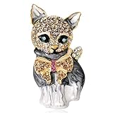Paket beinhaltet: 1pc Ivyday Katzenform Brosche Emaille Pins Stoff Zubehör Kristall Stilvolle Tier Frauen Schmuck