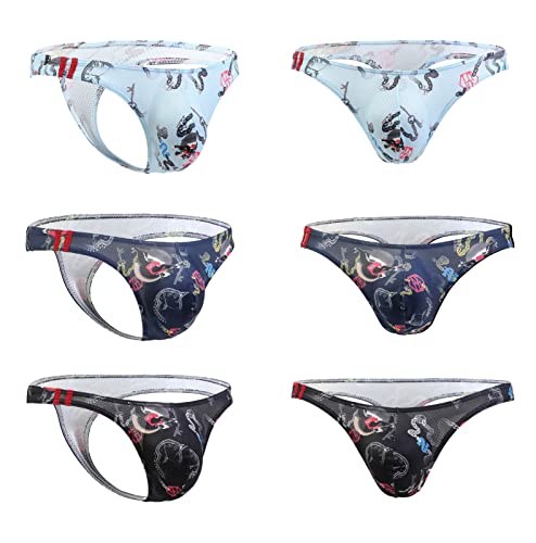 Men's Sporty Bikini Thongs Printed T-Back G-String2