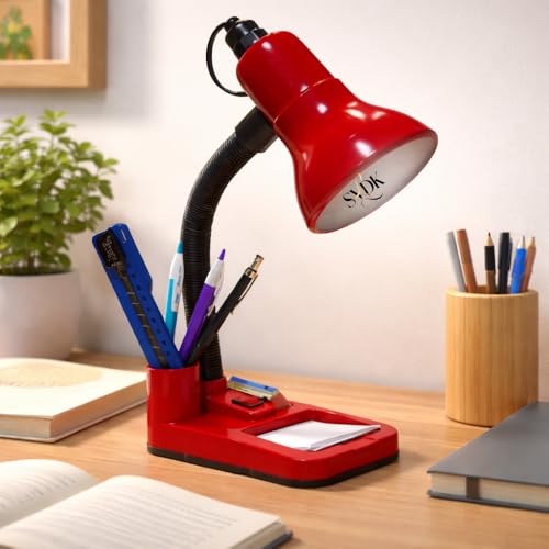 Image of Flexible Electric Study Lamp - 316 Model | Adjustable Neck Table Light for Students & Readers | Compact Desk Lamp for Study, Office & Bedroom Use (Red)