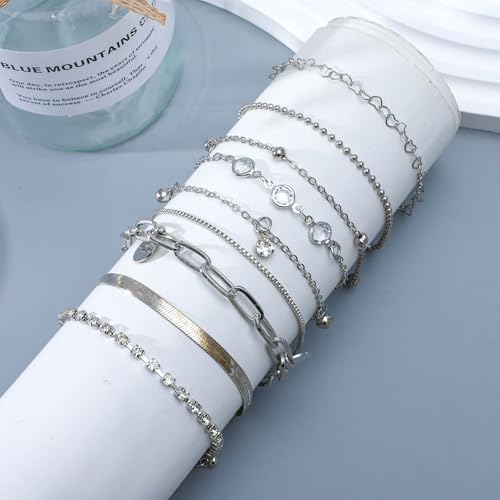 Image of NEWITIN 45 Pieces Silver Jewelry Set for Women Party Costume Punk Jewelry Set Goth Grunge Y2k Accessories Vintage Gothic Necklaces Bracelets Earrings Rings for Women Men
