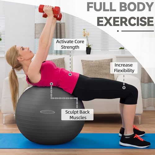 BalanceFrom Anti-Platz- und Rutschfester Gymnastikball Yoga-Ball Fitnessball Geburtsball mit Schnellpumpe, 0,9 kg Kapazität (38-45 cm, S, Grau)