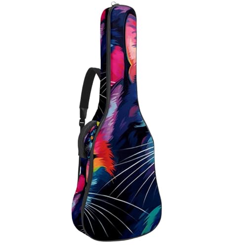 Sac pour guitare acoustique étanche motif chat coloré 41 pouces