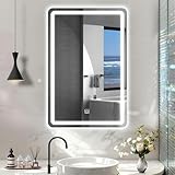 DASHLINE Espejo LED para Baño, 50 x 70cm, Espejo de Baño Cuadrado con Botones Táctiles Inteligentes, Iluminación...