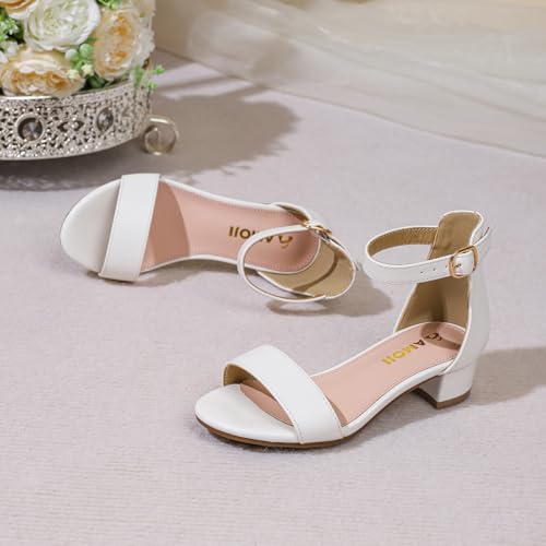 Image of Amoji Girls High Heels Kid Ankle Strap Dress Shoes Wedding Party for Little Kid Big Kid 412