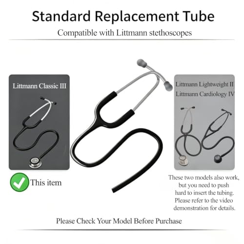 Image of Stethoscope Replacement Tube Black Tubing fits for Littmann III