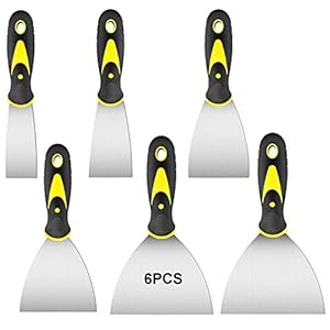 Plamuurmes 6 Pcs Universele Spatel Scraper Spatula Roestvrijstalen Spatel Decals Scraper Behangschraper Stukadoor Spatel Voor Gipsplaatplamuurstickers 25 Mm 38 Mm 50 Mm 75 Mm 125 Mm 150 Mm
