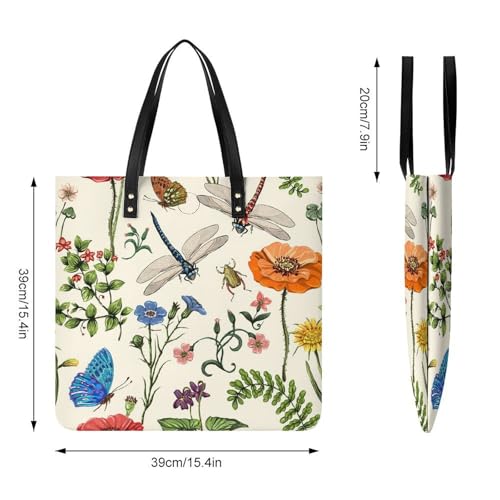Sac shopping libellule et papillon pour femme 39x39cm - 4