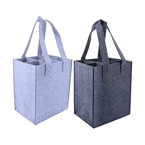 Mikinona 2Pcs Felt Wine Storage Bags Wine Bottle Carrier with Window Design for Easy Identification for Travel Decoration and Gifting