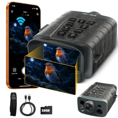 Night Vision Goggles with Rangefinder – 4K Video, 18X Zoom, 5000mAh, 64GB Card, 1200Yd Measurement Range, 1968Ft Night Vision Range, Security, Wildlife Observation, Gift for Dad & Men
