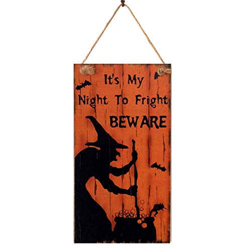 Acronde Halloween Hanging Sign Mini Decorative Wood Sign Witch Hat Pattern Decoration Props Holiday Sign Spooky Sign Signs?Orange?