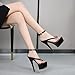 WVBVLO Flip Flop Platform Stiletto High Heels For Women Clear T-Strap Round Peep Toe Ankle Strap Sexy 5.9in Heeled Party Sandals For Evening Wedding (Black,7)