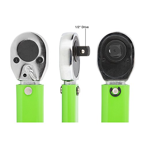 Oemtools 25695 1/2" Drive Click Type Torque Wrench (25-250 Ft/Lb. Or 33.9-338.9 Nm), Green, Steel, Reversible Ratchet Head, Tube Storage Case Included #TOP2
