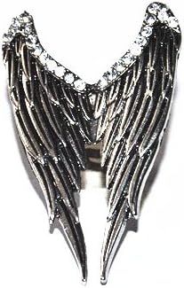 JE243 Big Hell's Angel Ring, Gemstone Angel Wing Ring, Avengers! Adjustable Size