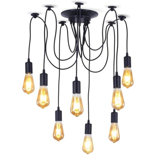 Lampadario A Forma Di Ragno, Lampadario In Metallo In Stile Rustico Industriale, Lampadario Classico Regolabile Fai Da Te, Con Base E26, Per Camera Da Letto Soggiorno Sala Da Pranzo Hotel(Color:6 head