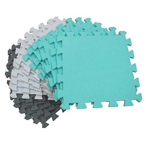 MQIAOHAM 18 stks kinderen schuim speelmat speelkleed gym kleed baby peuter matten voor zuigelingen speelmat kid draagbare edu zachte kids infantino tegels peuters vloer Wit Groen Grijs 101108112 - Afbeelding 3
