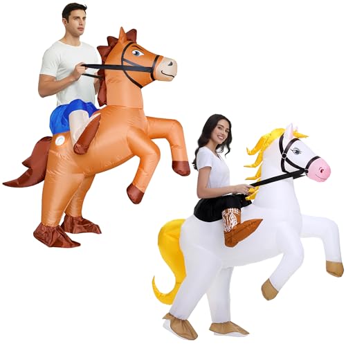 Couples Halloween Costumes for Adults Funny Inflatable Costume Inflatable Horse Costume Adult Duo Costumes His And Hers Halloween Costumes Friends Blow Up Costumes 2-Pack