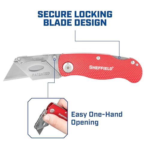 Image of Sheffield Lock Back Utility Knife 3 Pack with 10 Utility Knife Blades