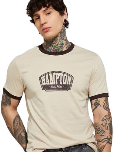 Image of Max Men's Letter Print Regular Fit T-Shirt