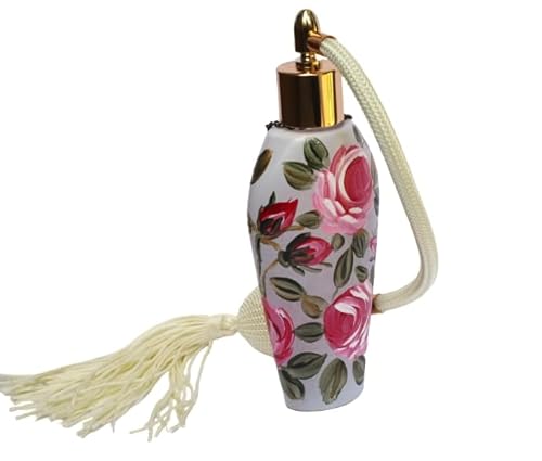 Vintage-Inspired Frosted Glass Perfume Bottle with Hand-Painted Pink Roses and Ivory Atomizer - Romantic Shabby Chic Decor for Your Vanity - Image 3