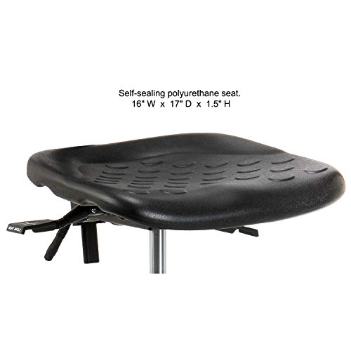 Image of Perch Ergonomic Chair - Adjustable Height Desk Chair with Handle & Stationery Caps, Industrial Counter Height Chair for Workbench or Standing Desk Use