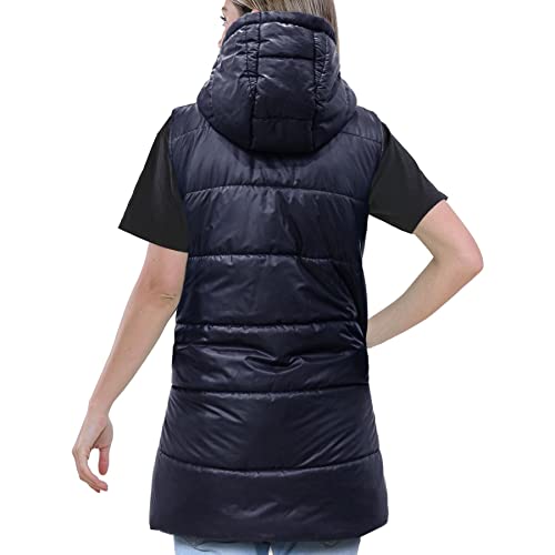 Chaleco acolchado largo sin mangas que soluciona el frío invernal con comodidad oversized y capucha 2