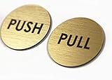 Gold Push Pull Door Signs | Set of 2 | 2' Round - Laser Engraved Acrylic | Indoor & Outdoor Signage...