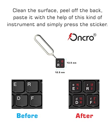 ONCRO® 3 pcs, Hindi Keyboard Sticker, English Hindi Typing Keyboard Language Sticker Black for Computer Laptop Compatible Fonts kundli krutidev (Hindi Fonts Like Devanagari, Mangal not Supported)
